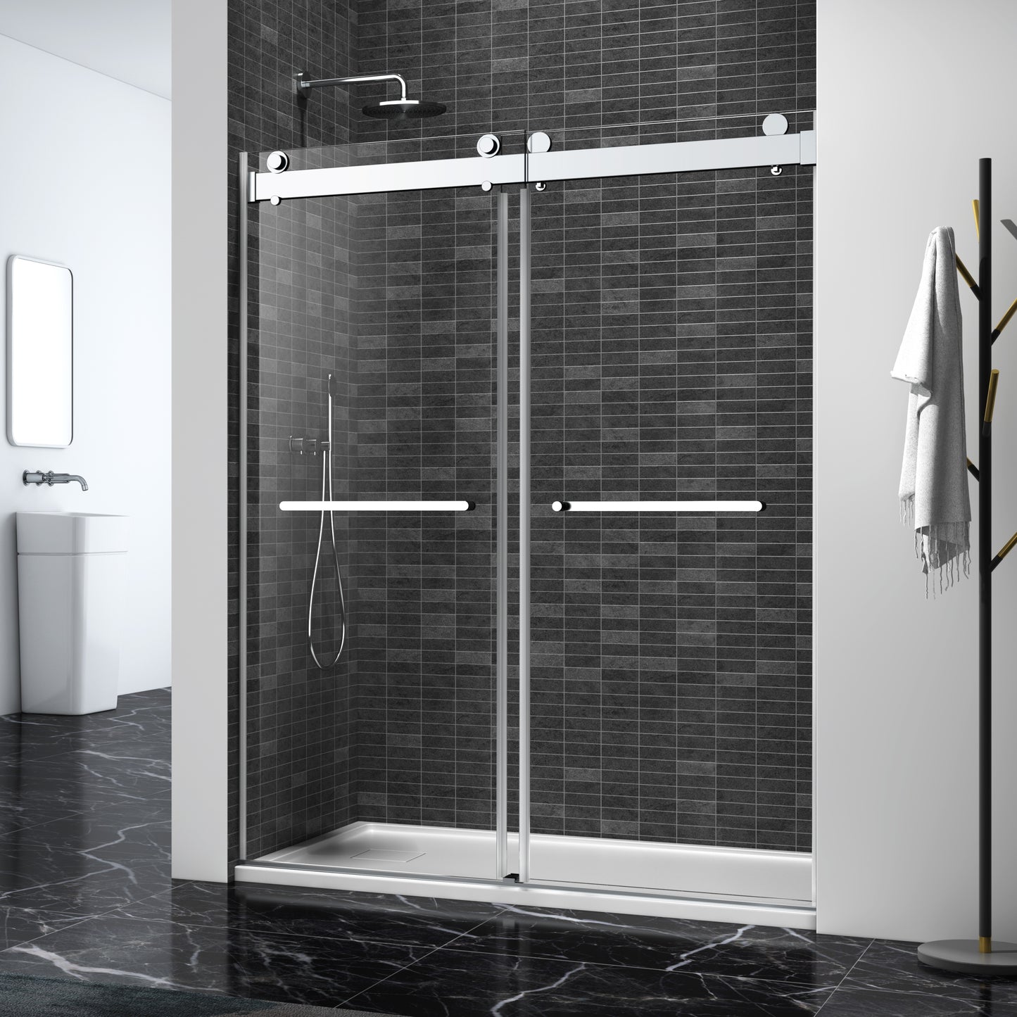 Sleek Sliding Shower Door with Soft-Close & Clear Glass