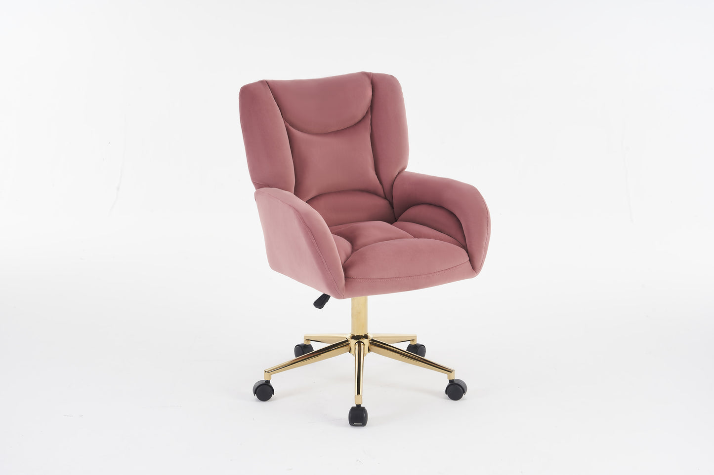 Chic Pink Velvet Swivel Chair with Gold Base