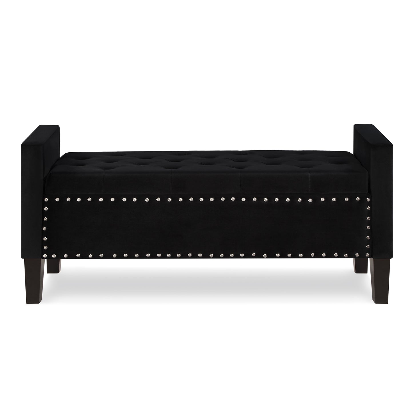 Chic Storage Bench with Armrests and Nailhead Trim