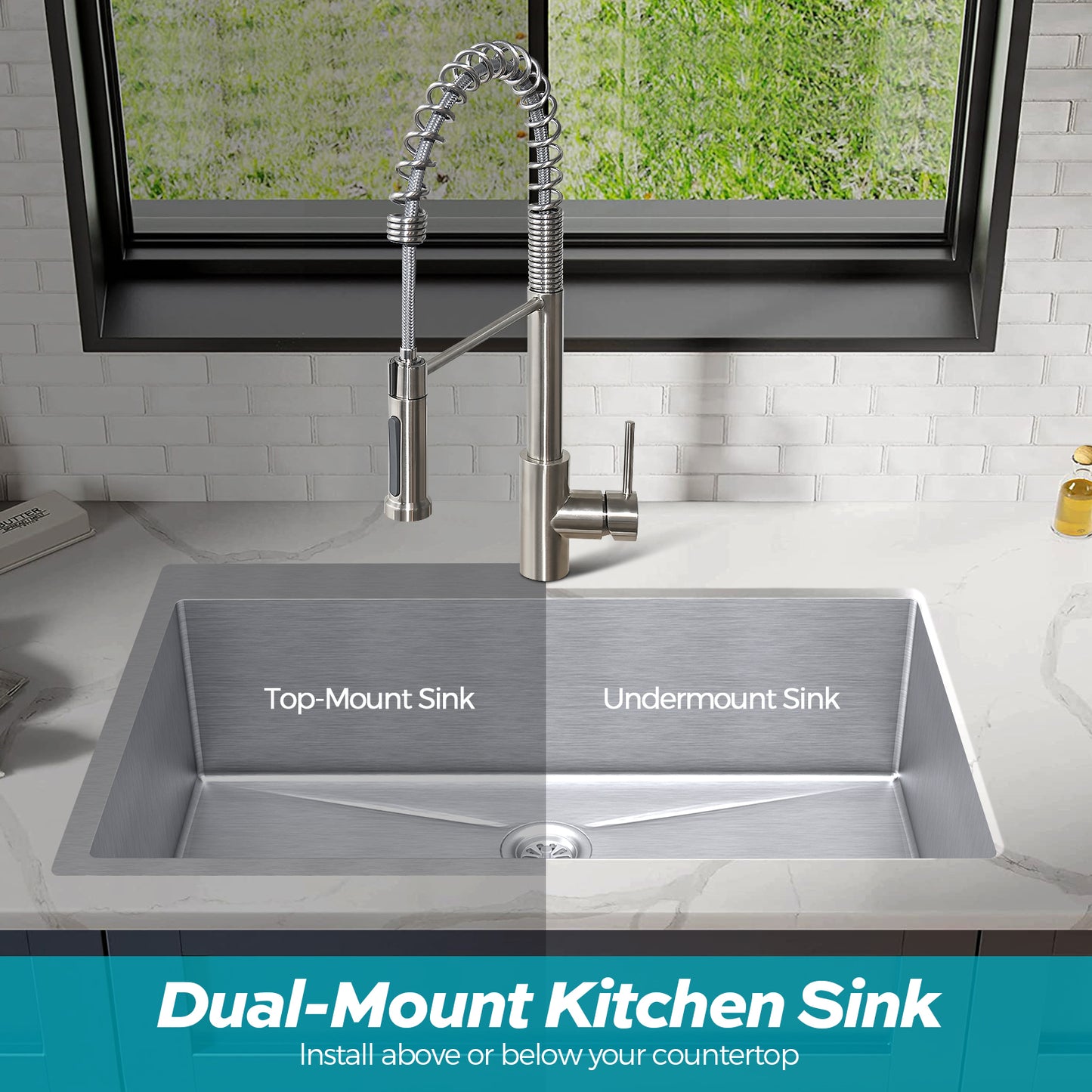 TecaHome All-in-One Stainless Steel Kitchen Sink with Faucet