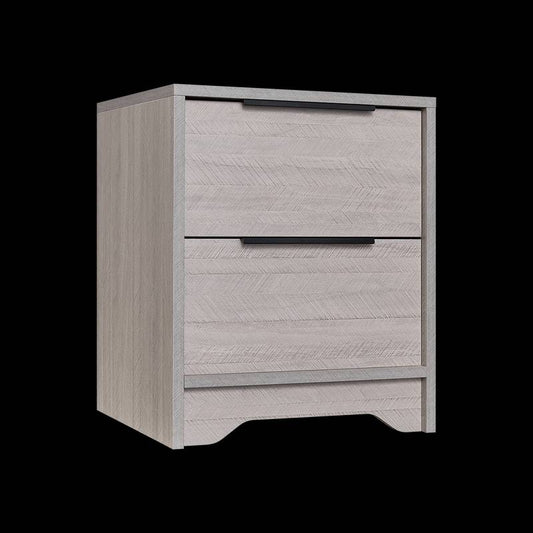 Chic Grey Wood Nightstand with Double Drawers