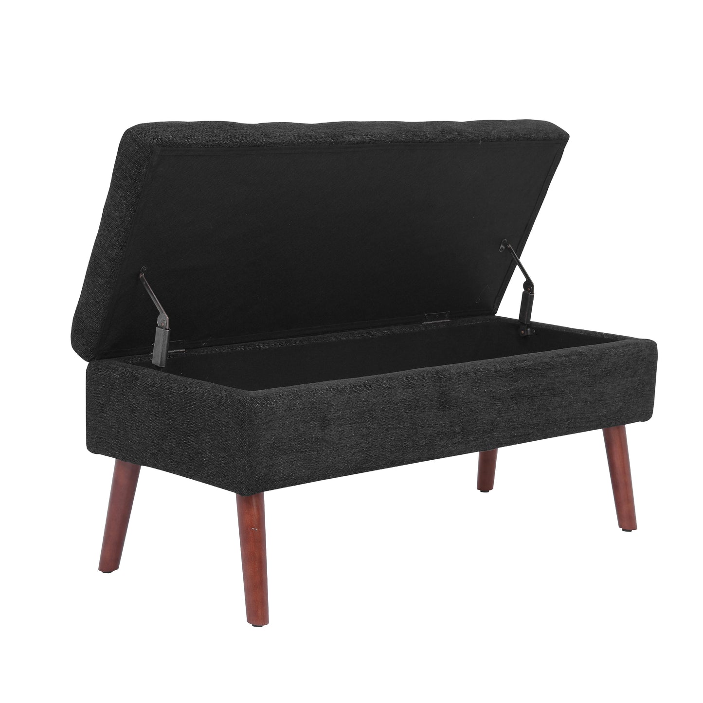 Chic Black Linen Storage Bench