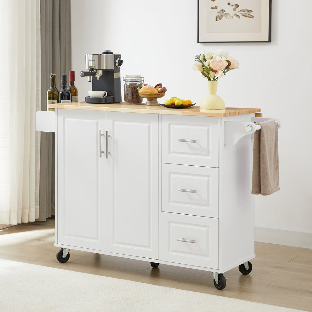 Versatile Rolling Kitchen Island with Drop Leaf и Storage Solutions