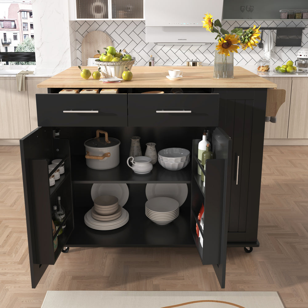 Versatile Rolling Kitchen Cart with Drop Leaf and Storage