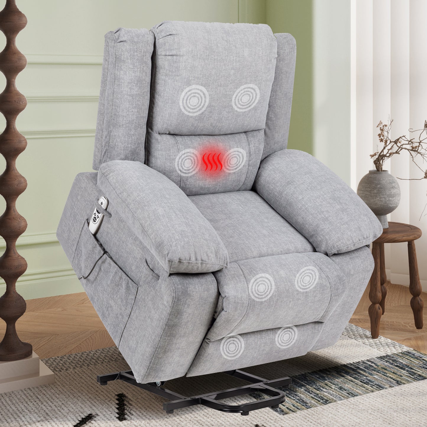 Cozy Lift Massage Recliner for Seniors with Heated Comfort and Remote Control