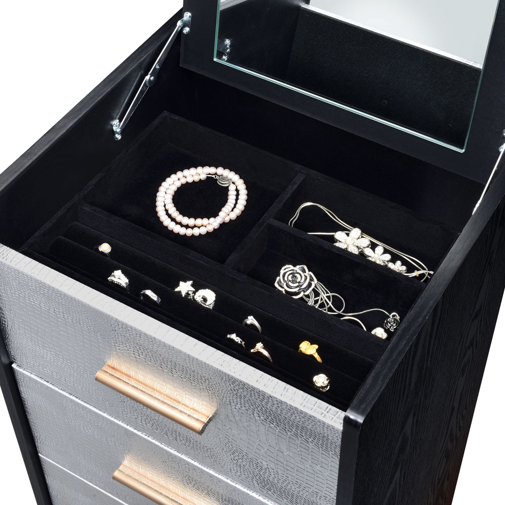 Chic Black & Silver Jewelry Chest