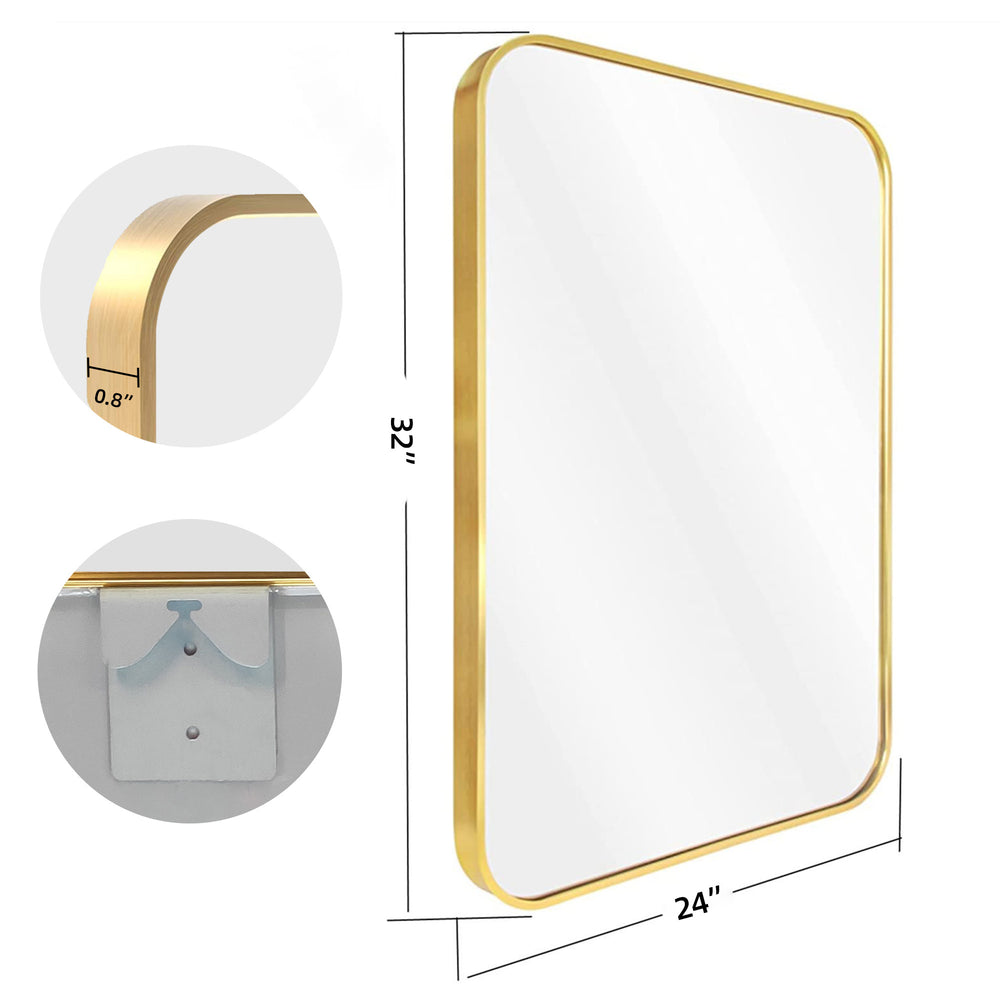 Glam Gold Rounded Corner Wall Mirror for a Modern Farmhouse Touch