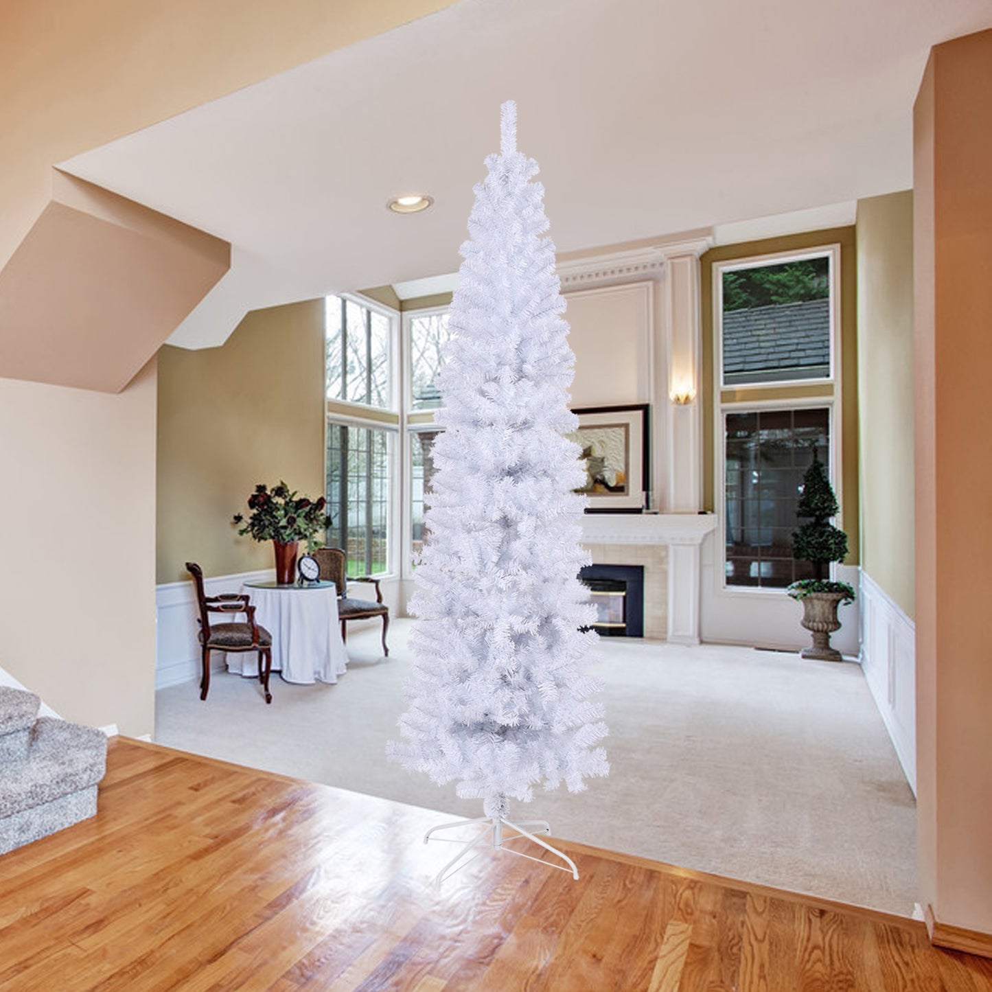 Chic White Slim Christmas Tree with Easy Stand