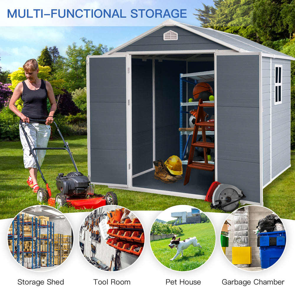 Cozy Grey Outdoor Storage Shed – Perfect for Patio Gear!