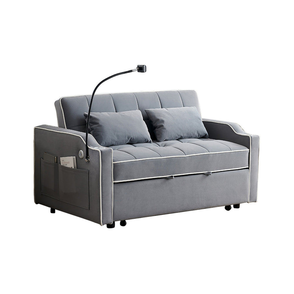 Versatile Velvet Sofa Bed with USB Charging & Adjustable Backrest