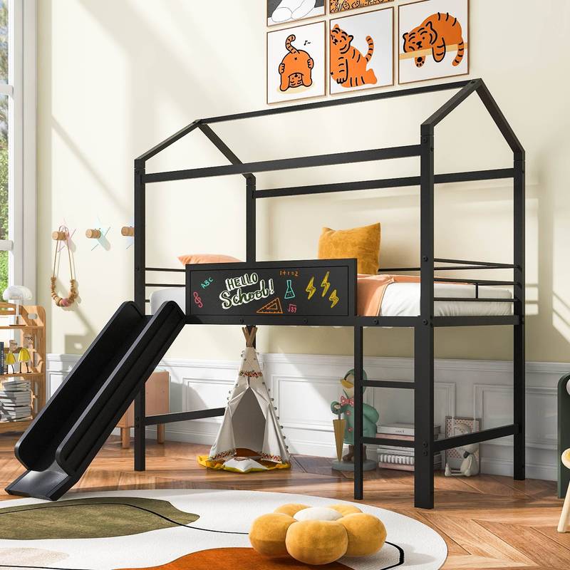 Slide & Write Metal Loft Bed