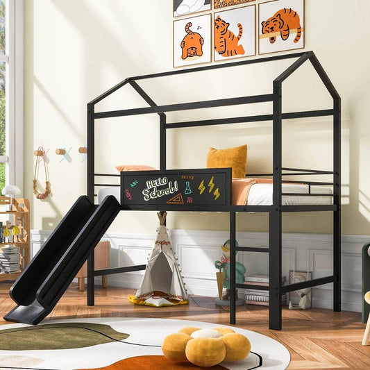 Slide & Write Metal Loft Bed