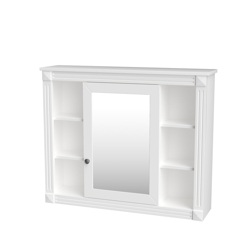 Sleek Mirror Storage Cabinet with Open Shelves