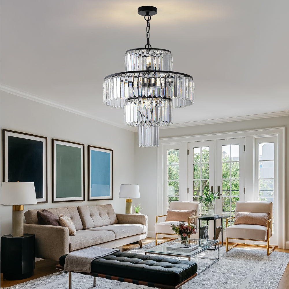 Elegant Black Crystal Chandelier