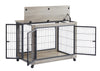 Chic Mobile Dog Crate Table with Double Doors and Lift Top in Grey