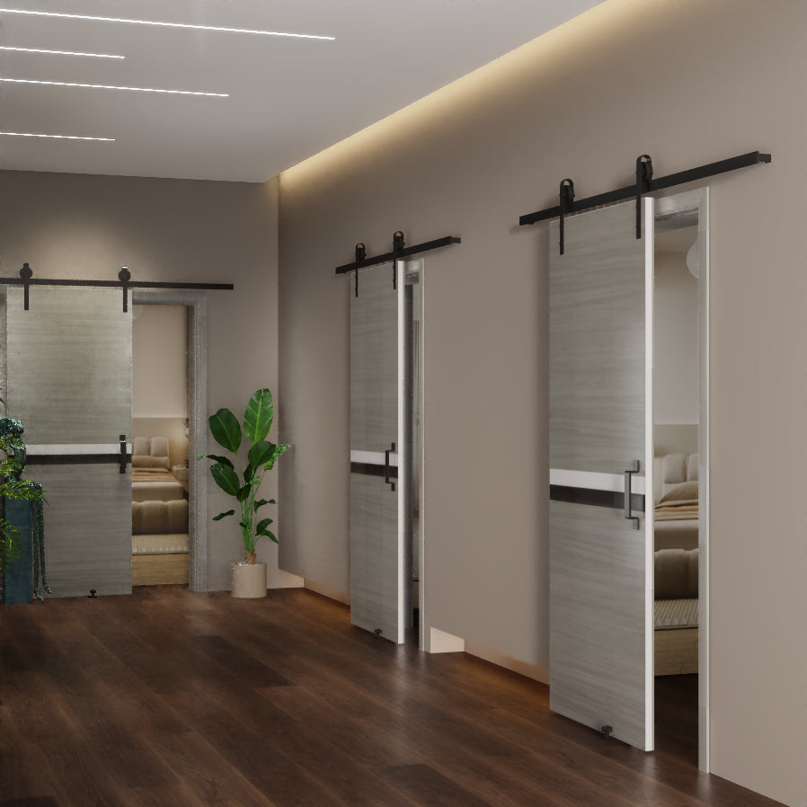 Stylish Sliding Door Set with Track and Handle