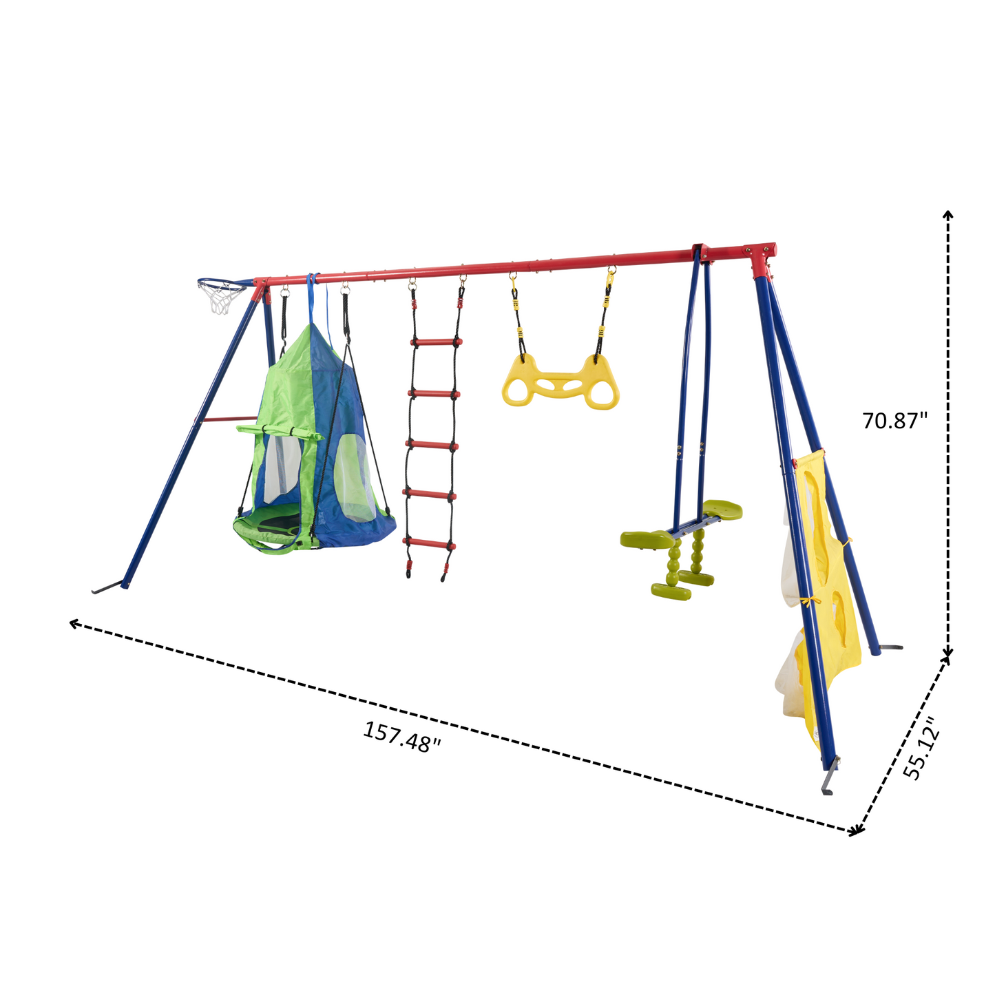 Rainbow Fun Swing Set: Safe Outdoor Adventures for Kids!