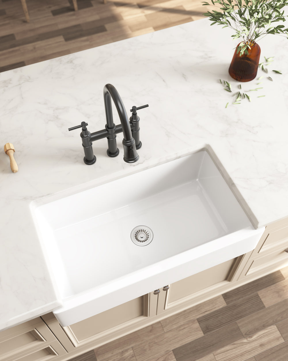 Charming Farmhouse White Ceramic Sink