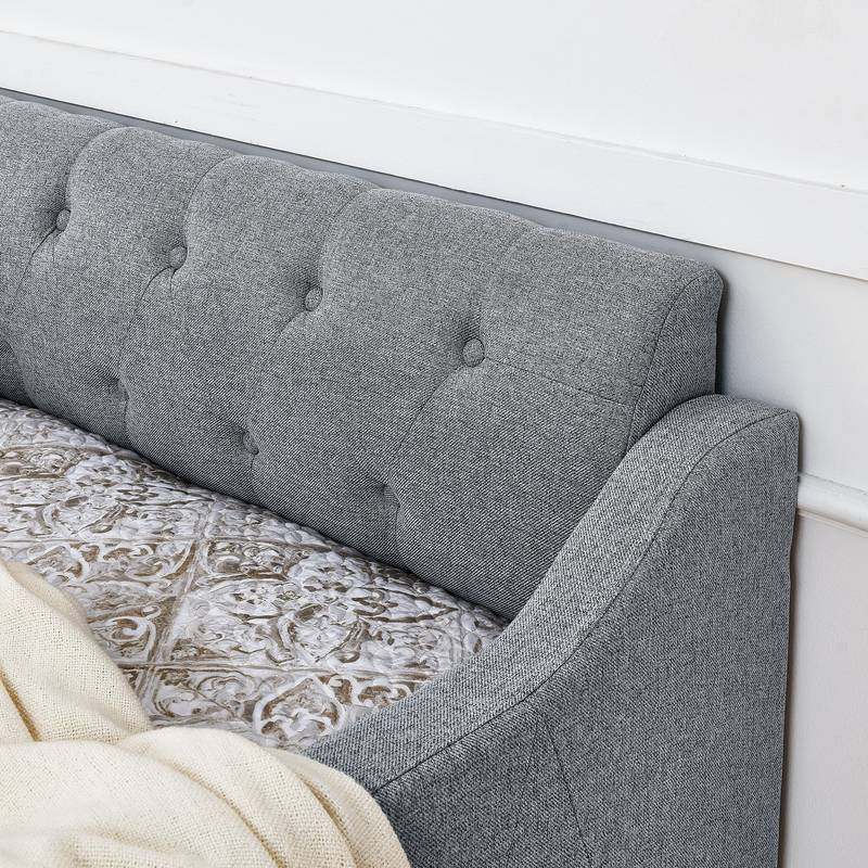 Linen Grey Daybed with Trundle and USB Charging