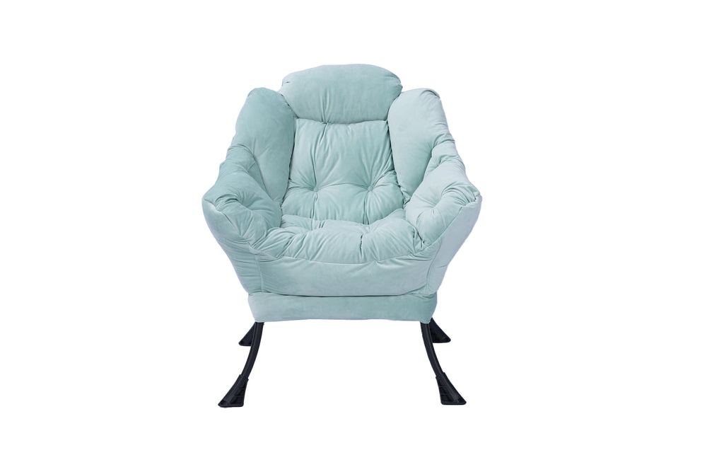 Chic Green Lounge Chair with Ottoman & Side Pocket