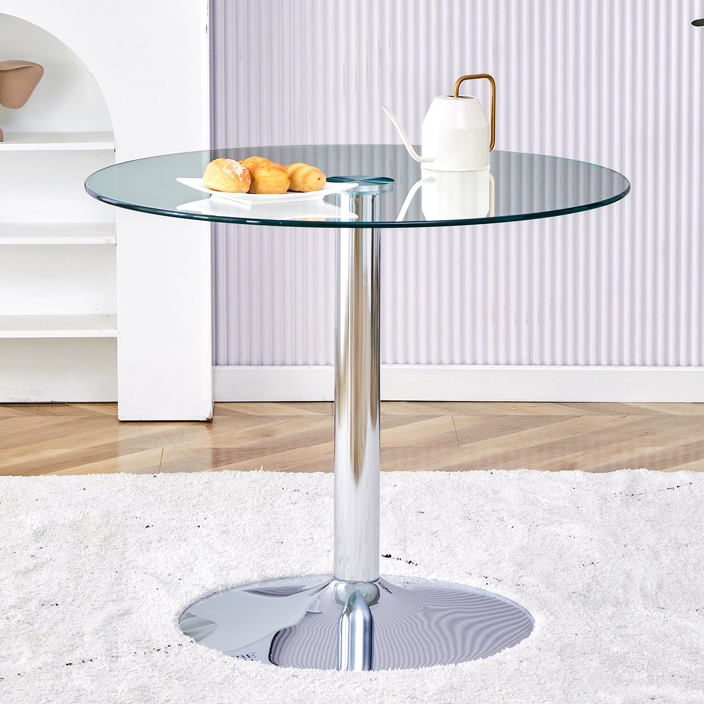 Sleek Silver Round Dining Table