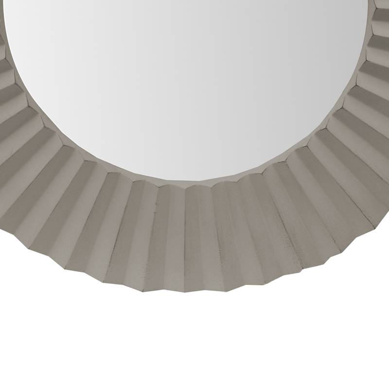Chic Gray Beveled Floating Mirror with Corrugated Frame