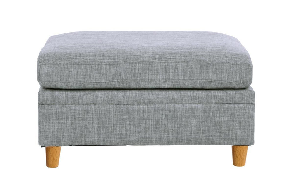 Cozy Grey Ottoman with Wooden Legs