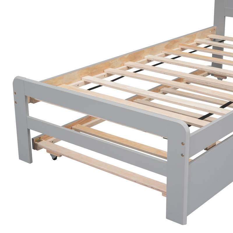 Chic Grey Twin Bed with Trundle