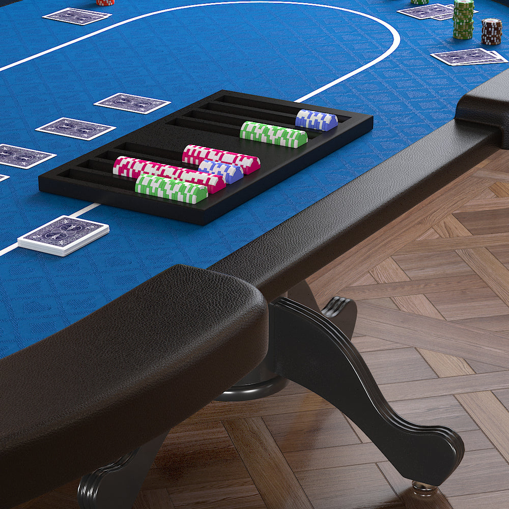 Blue Aura Oval Poker Table with Curved Legs