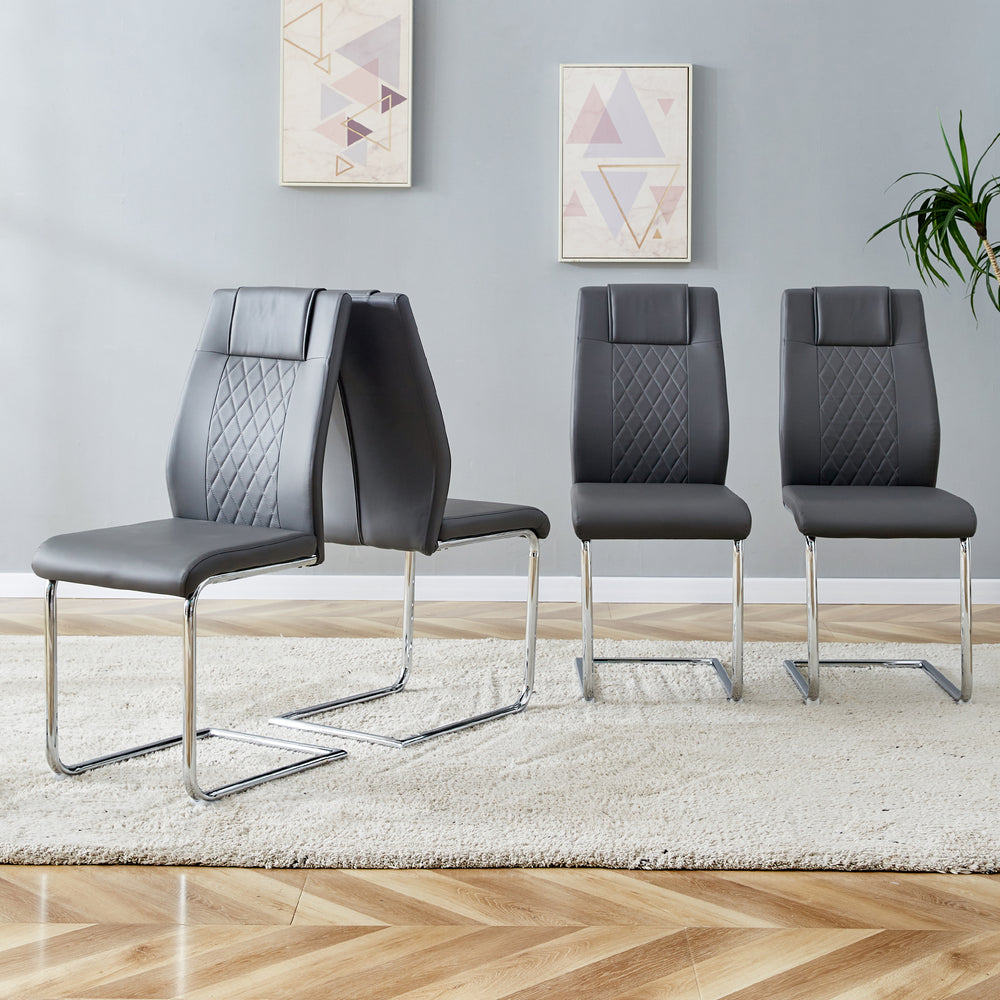 Sleek Faux Leather Dining Chairs - Set of Four