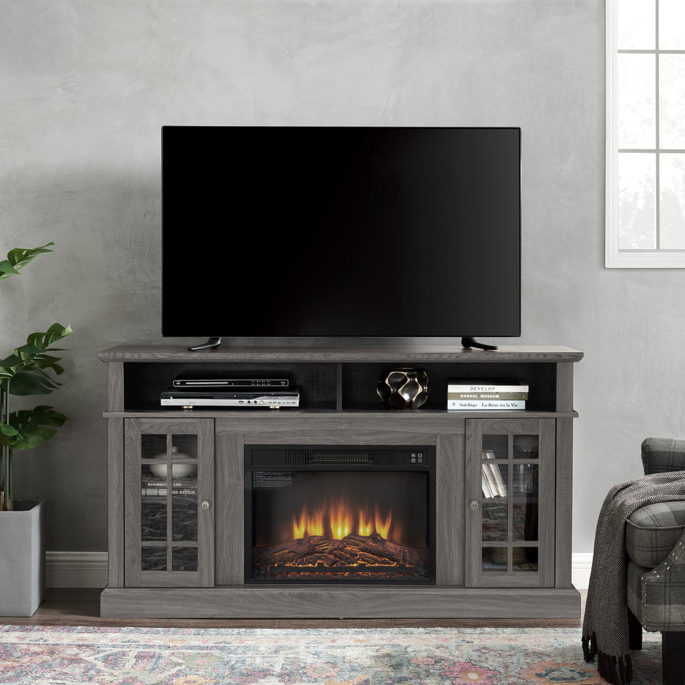 Cozy Fire TV Stand - Stylish Console with Fireplace & Storage