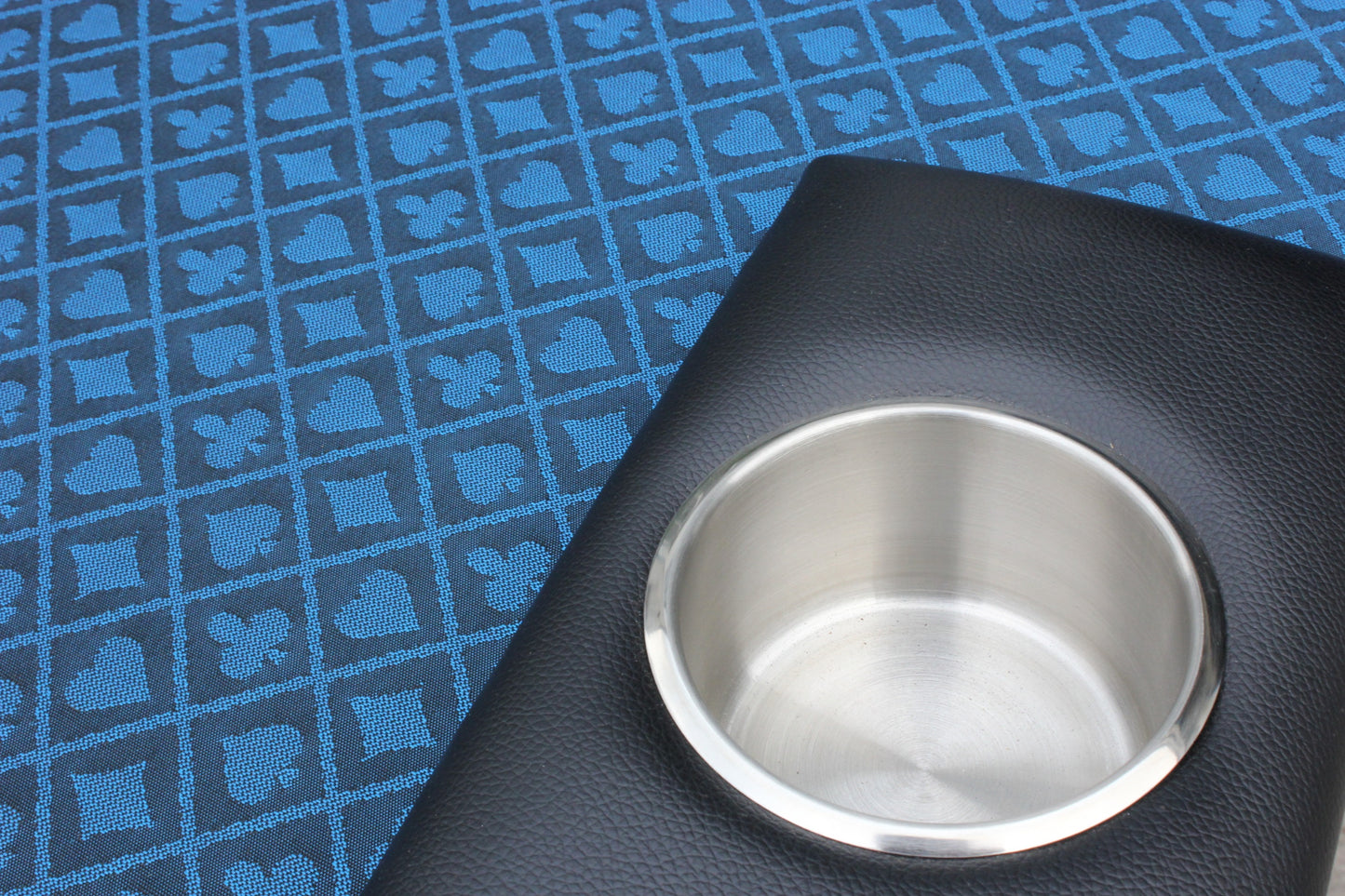 Blue Oval Poker Table with Detachable Armrests and Chip Tray