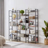 Industrial Triple Wide Wooden Bookshelf - Grey Retro Charm for Home & Office