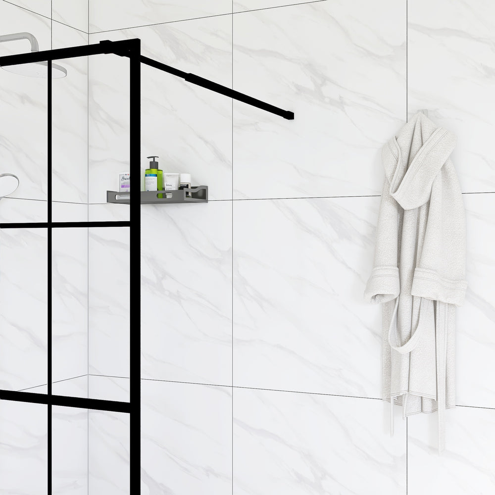 Sleek Black Walk-In Shower Door