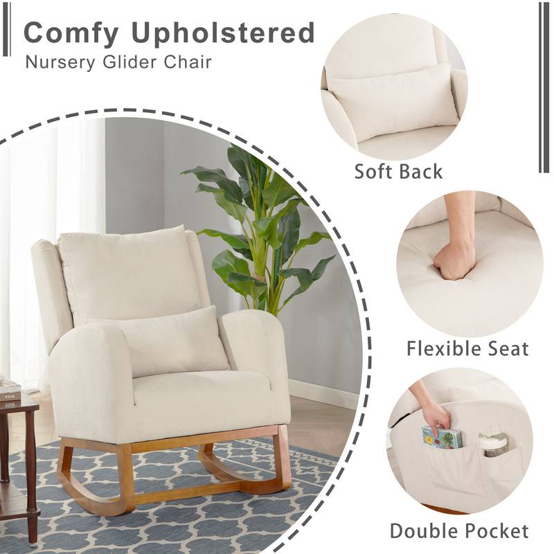 Cozy Glide Rocking Chair with Pockets