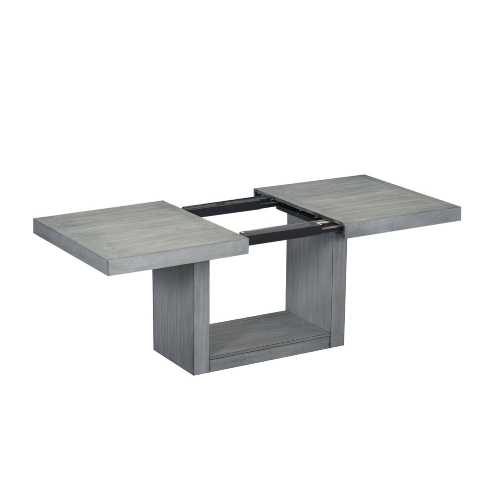 Modern Gray Dining Set with Extendable Table & Cozy Bench