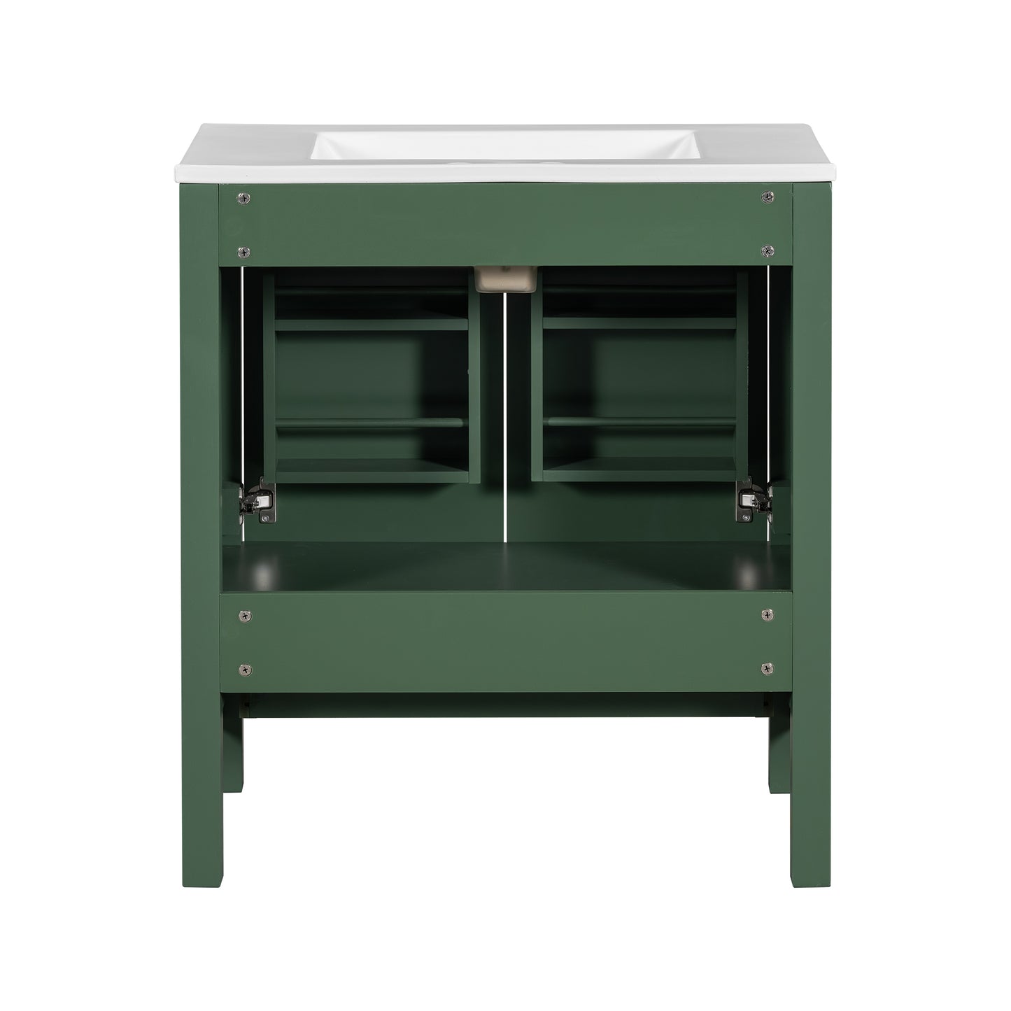 Chic Green Bathroom Vanity with Soft-Close Cabinet and Drawer