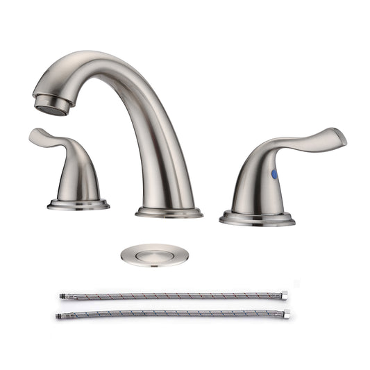 Sleek Dual Handle Brushed Nickel Faucet for Bathrooms