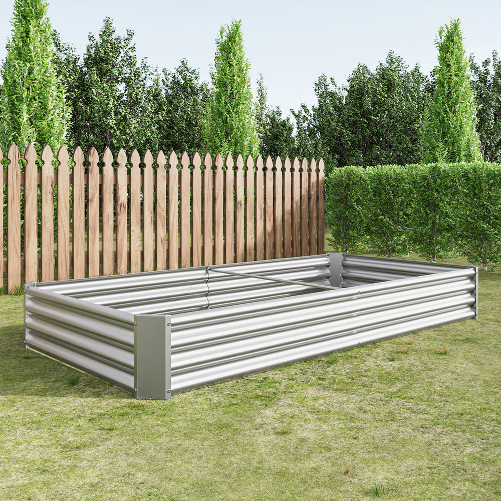 Silver Metal Raised Garden Bed Kit