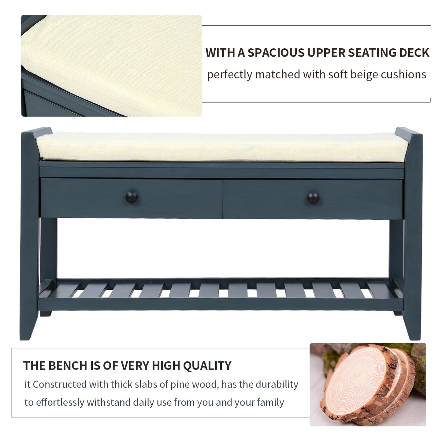 Comfort Seat Shoe Bench with Storage