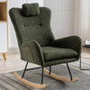 Cozy Rocking Chair with Pocket - Soft Teddy Fabric Glider in Dark Green