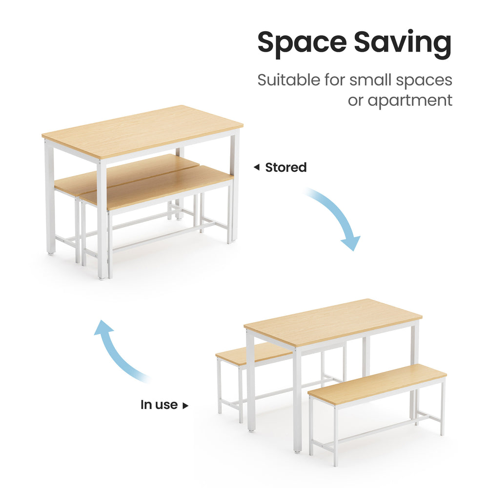 Chic Industrial Dining Set with Benches