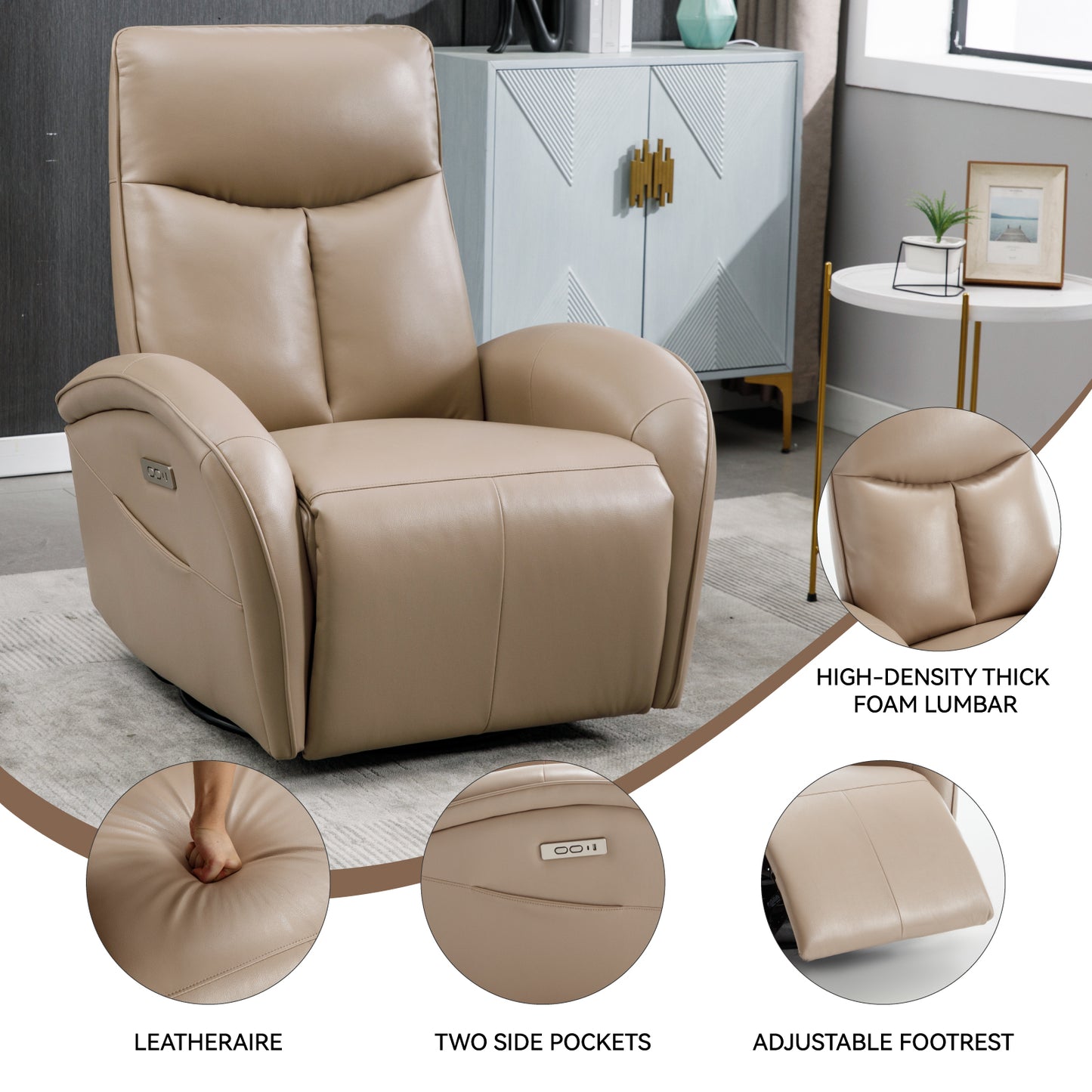 Ultimate Comfort Swivel Recliner with USB Ports