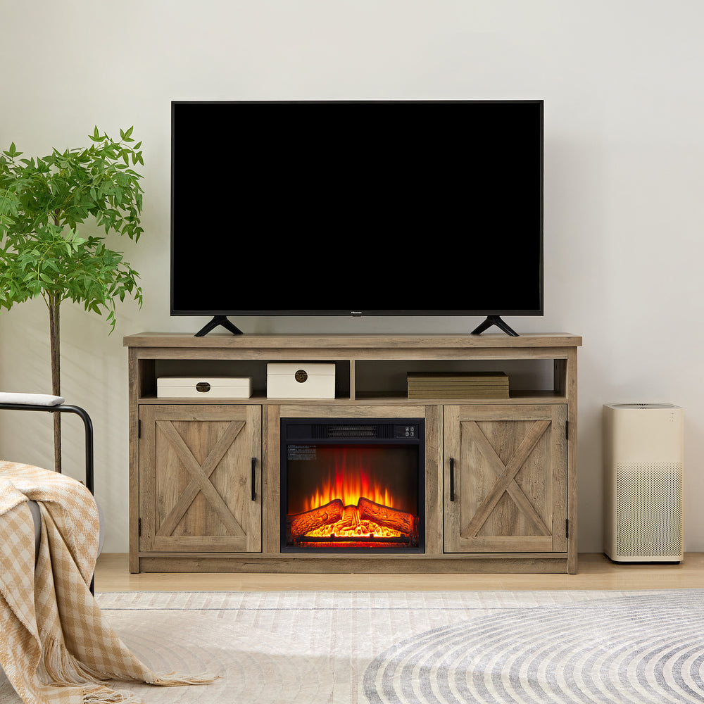 Cozy Farmhouse Fireplace TV Stand