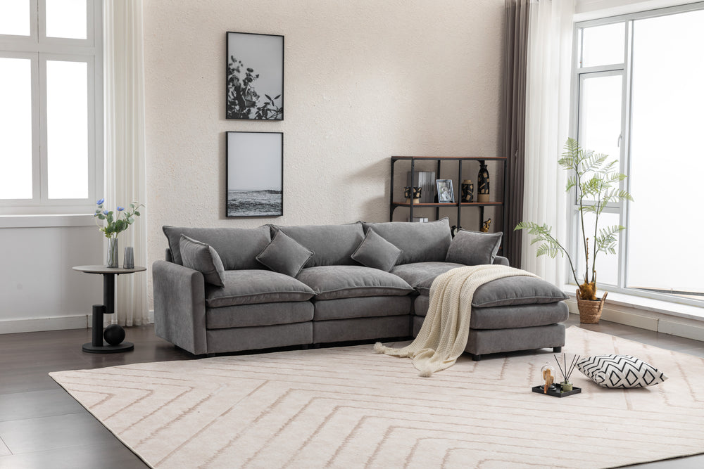 Chic Modular L-Shaped Sofa with Ottoman