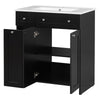 Sleek Black Vanity with Ceramic Sink & Ample Storage