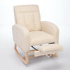 Cozy Rocking Chair with Wood Legs & Adjustable Footrest