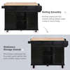 Versatile Black Kitchen Cart with Drop-Leaf Top and Storage Wheels