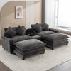 Cozy Black Chenille Sectional Sofa with Ottomans and USB Ports