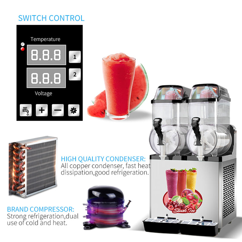 Chill & Sip Slushy Maker: Double Tank Margarita Machine for Cafes & Bars